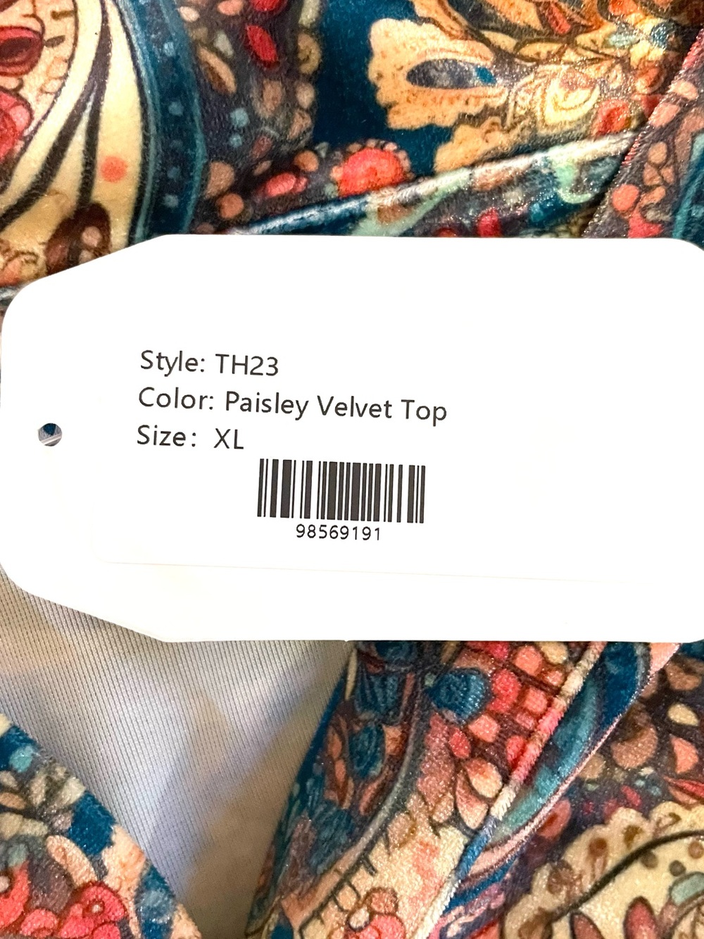 Paisley Print Velour Blouse XL - Picture 15 of 16